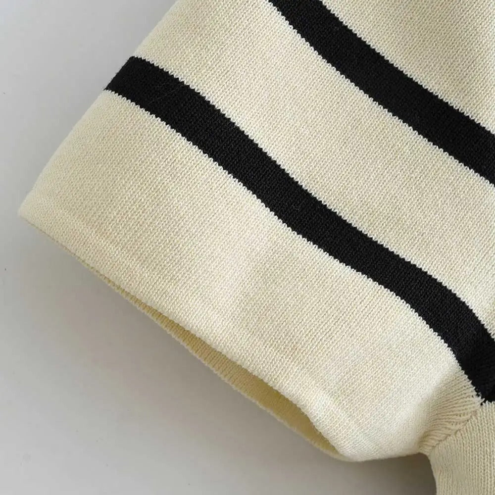 Dámský pletený pruhovaný top s proužky