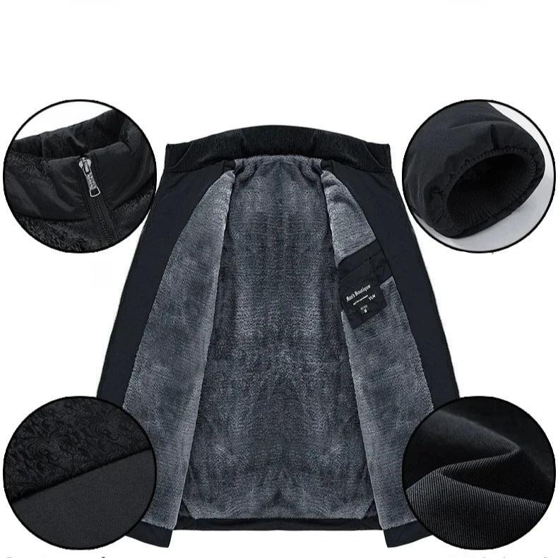 Zimní plyšová zesílená parka pro muže