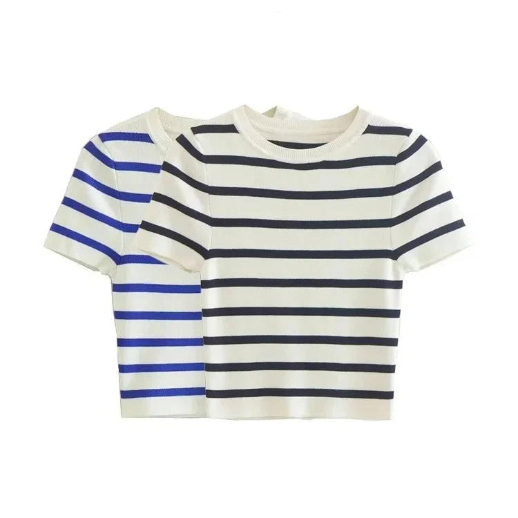 Dámský pletený pruhovaný top s proužky