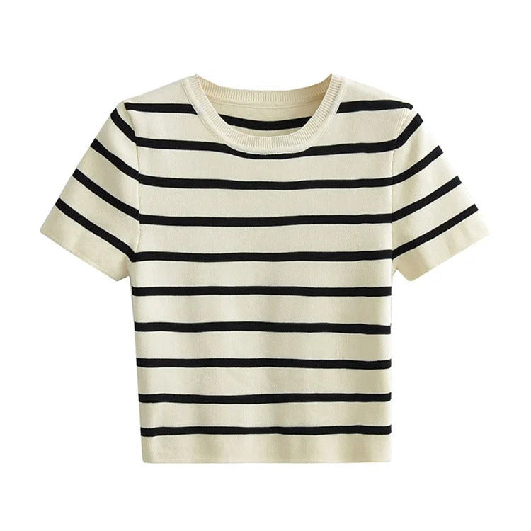 Dámský pletený pruhovaný top s proužky