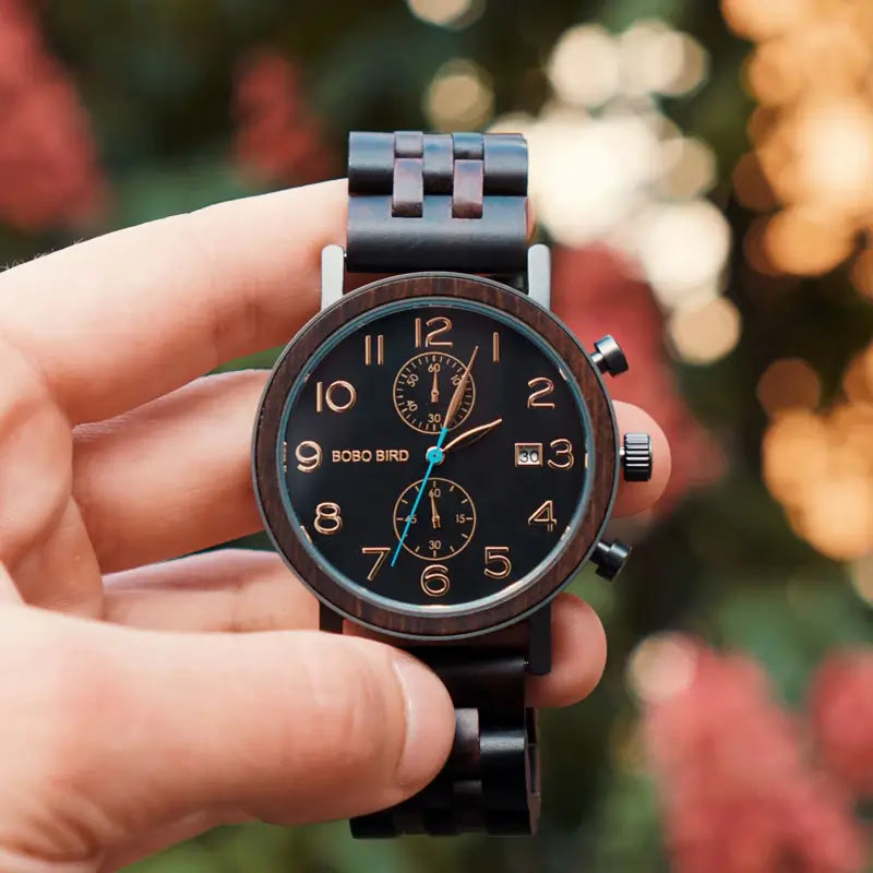 Luxusní pánské hodinky ze dřeva a oceli