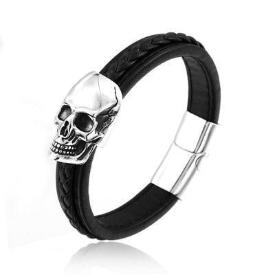 Kožený náramek Steel Punk Skull