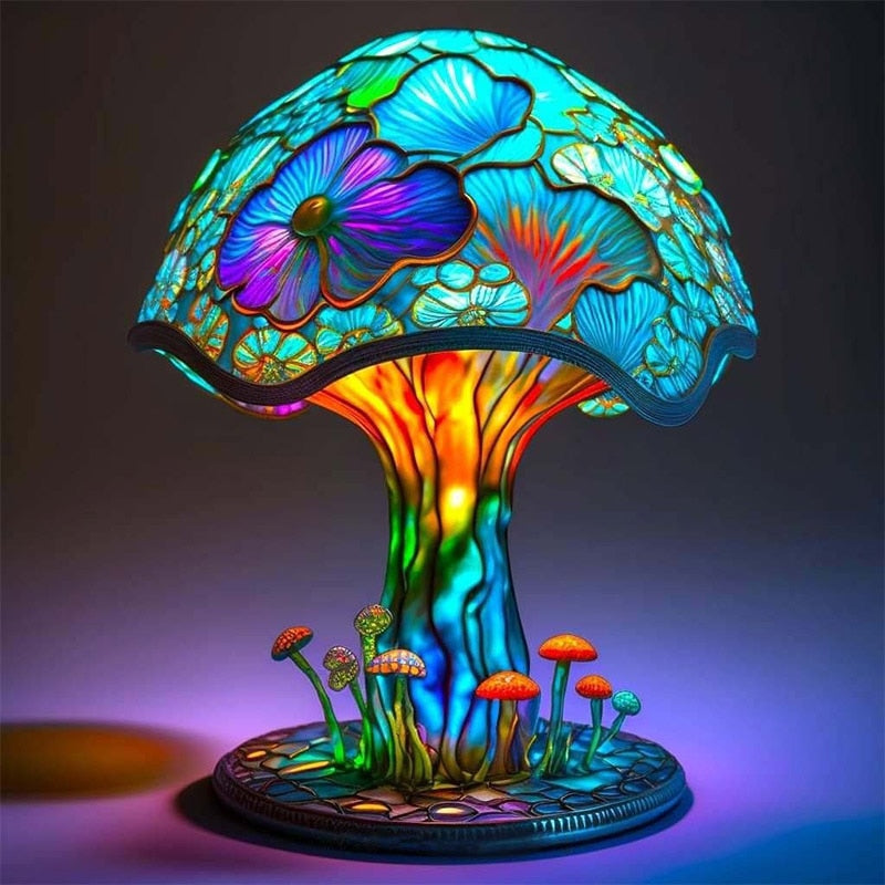 Barevná houbová lampa | Vintage kouzlo pro útulné pokoje
