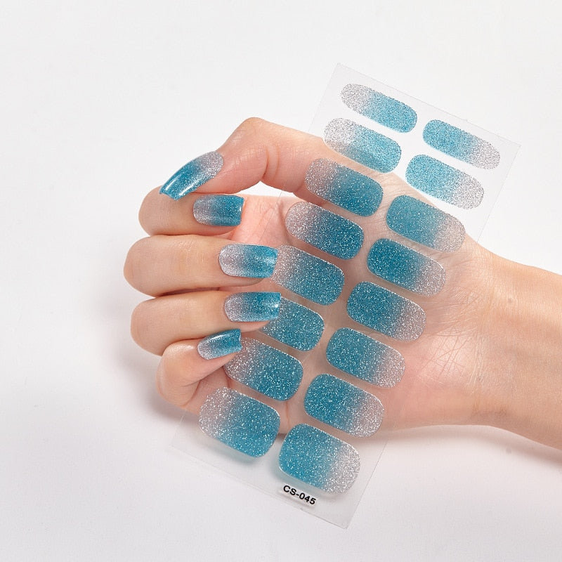 Samolepky na nehty Solid Colours (16 tipů/sada)