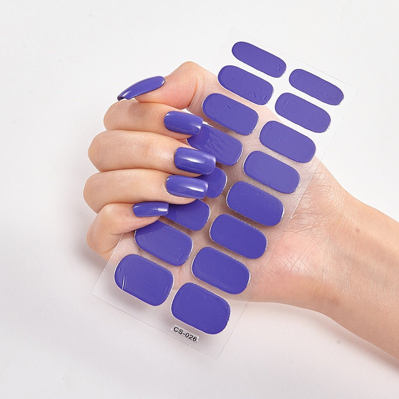 Samolepky na nehty Solid Colours (16 tipů/sada)