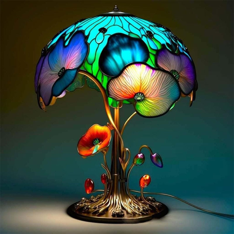 Barevná houbová lampa | Vintage kouzlo pro útulné pokoje