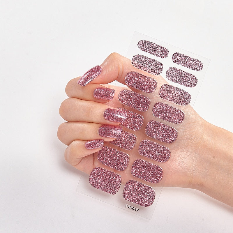 Samolepky na nehty Solid Colours (16 tipů/sada)