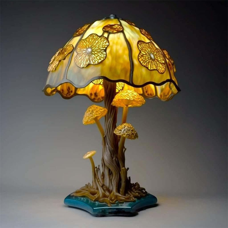 Barevná houbová lampa | Vintage kouzlo pro útulné pokoje