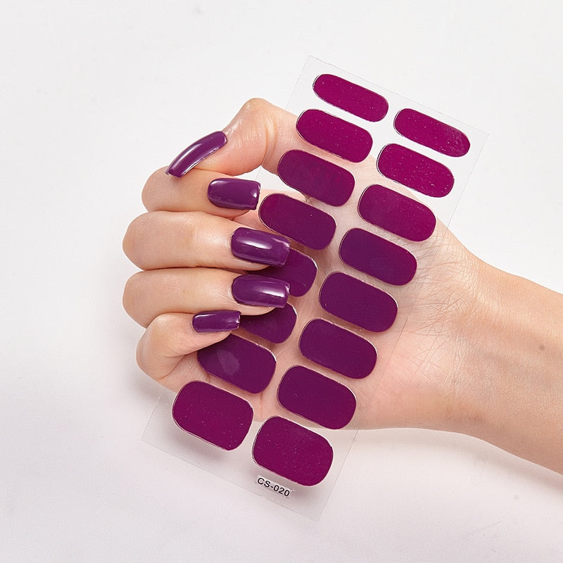 Samolepky na nehty Solid Colours (16 tipů/sada)