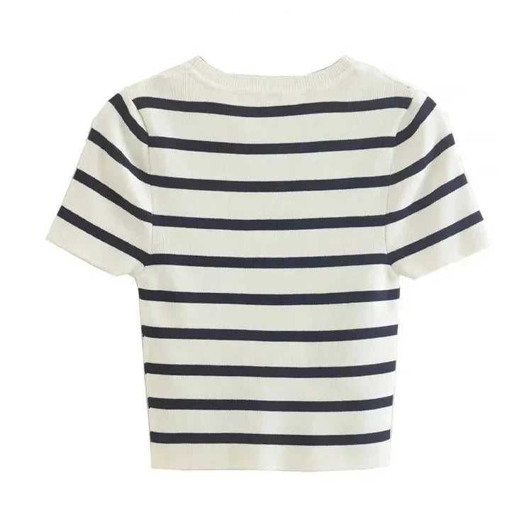 Dámský pletený pruhovaný top s proužky