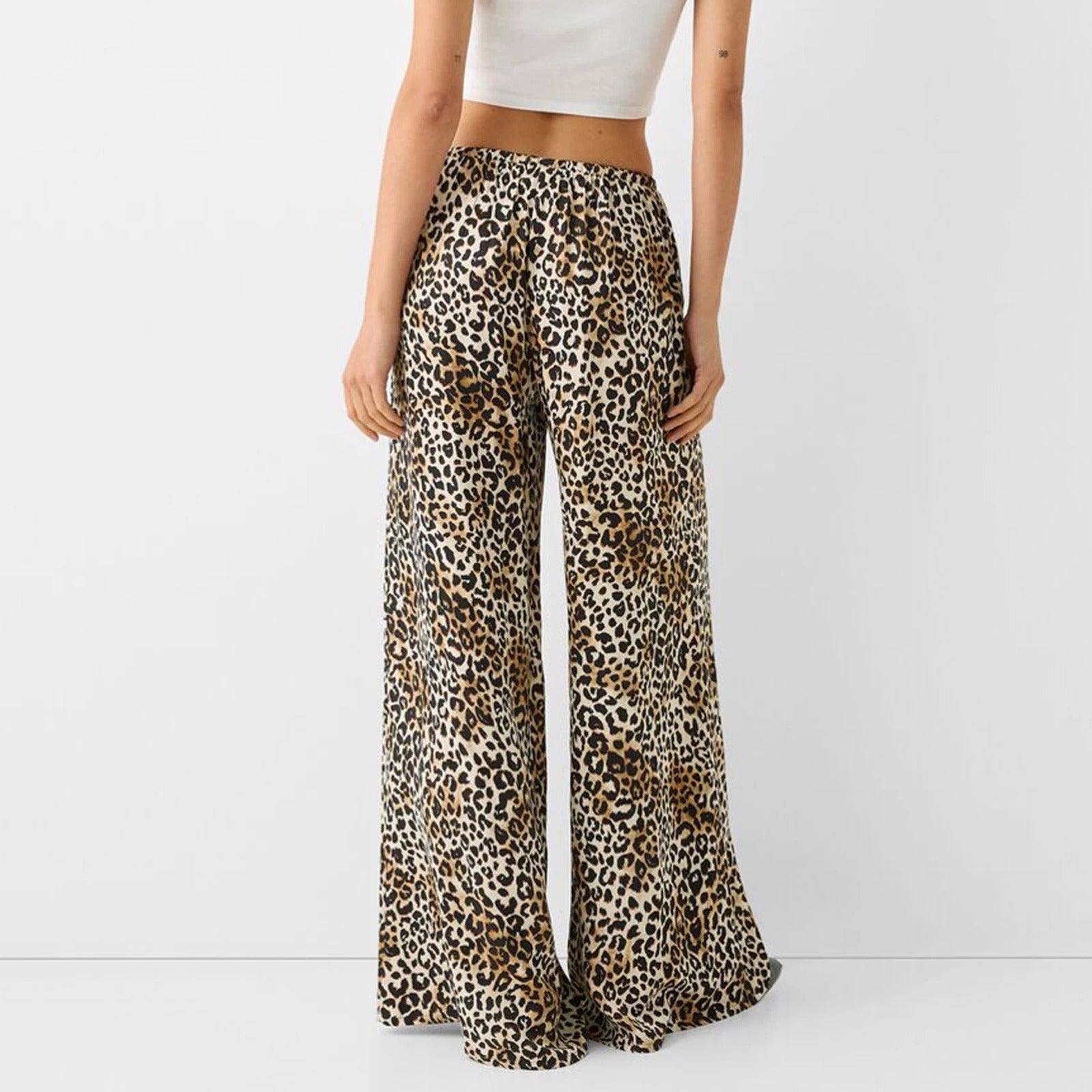 Vintage leopardí potisk široké kalhoty