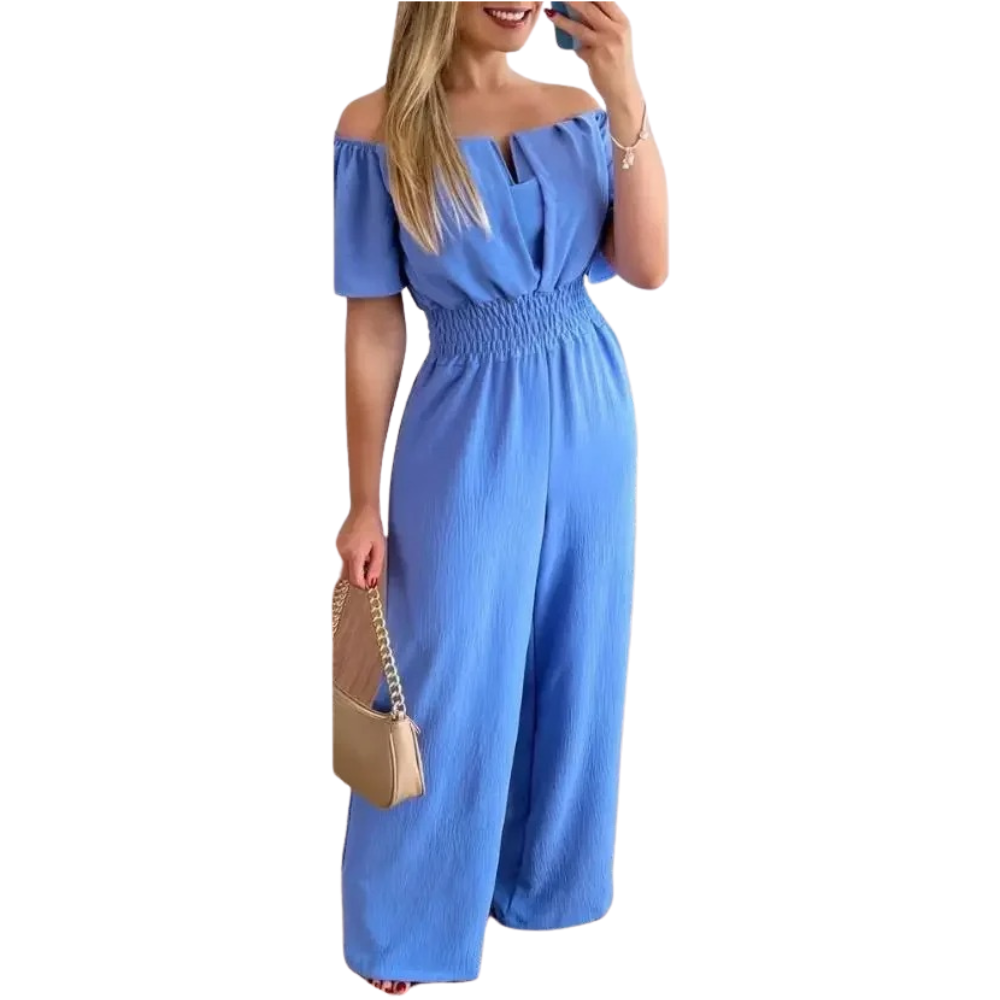 Dámský overal na ramena se širokými nohavicemi