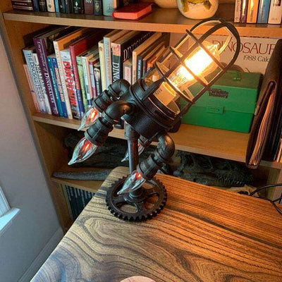 Steampunk Retro Rocket Lamp | Ručně vyráběné dekorace v industriálním stylu s nastavitelným osvětlením