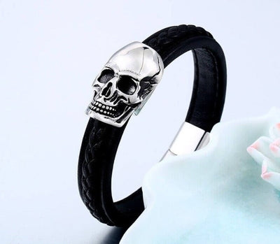 Kožený náramek Steel Punk Skull