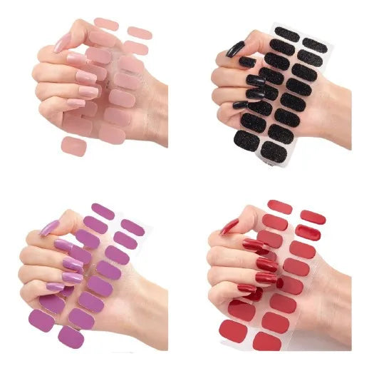 Samolepky na nehty Solid Colours (16 tipů/sada)