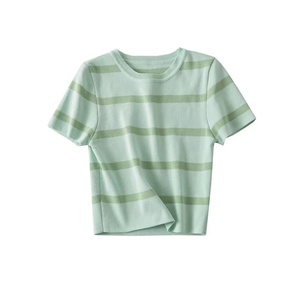 Dámský pletený pruhovaný top s proužky