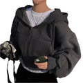 Oversized Crop Top Hoodie pro ženy