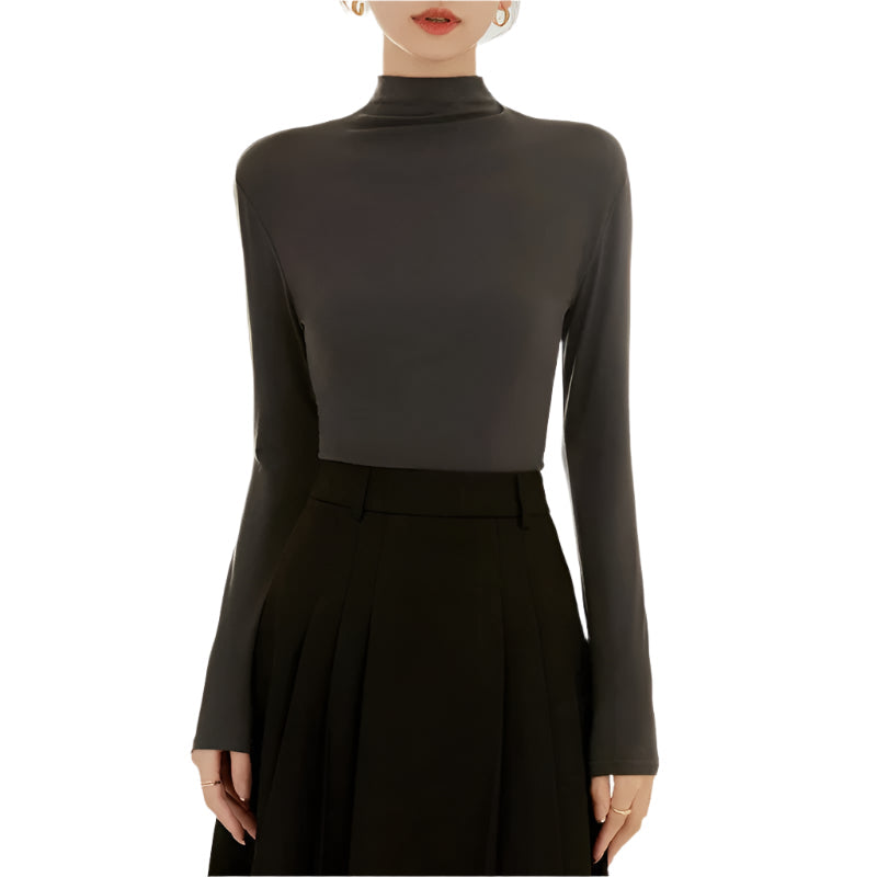 Dámské tričko s dlouhým rukávem a vysokým límcem