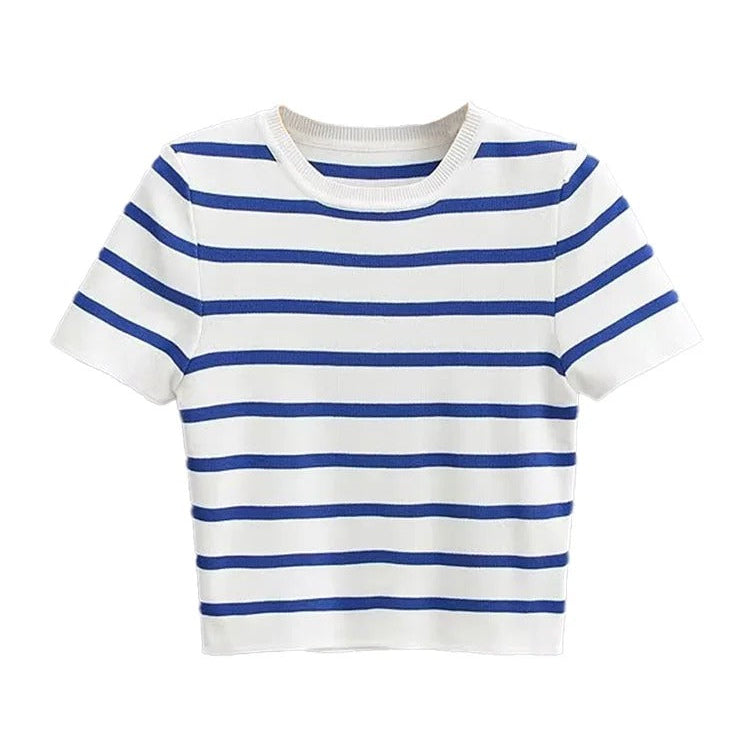 Dámský pletený pruhovaný top s proužky