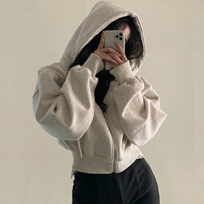 Oversized Crop Top Hoodie pro ženy