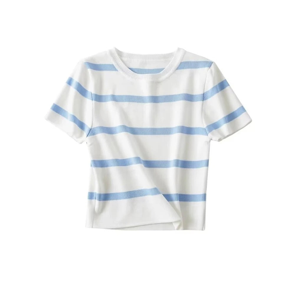 Dámský pletený pruhovaný top s proužky