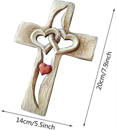 Propletená srdce | Vyřezávaný dřevěný kříž